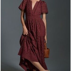 NWT Anthropologie Somerset Maxi Dress Eyelet Edition BROWN MEDIUM - LAST ONE